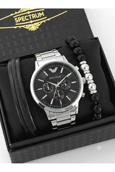 SPECTRUM PREMİUM Spectrum Metal Cord Men's Wristwatch with Bracelet Combinati...