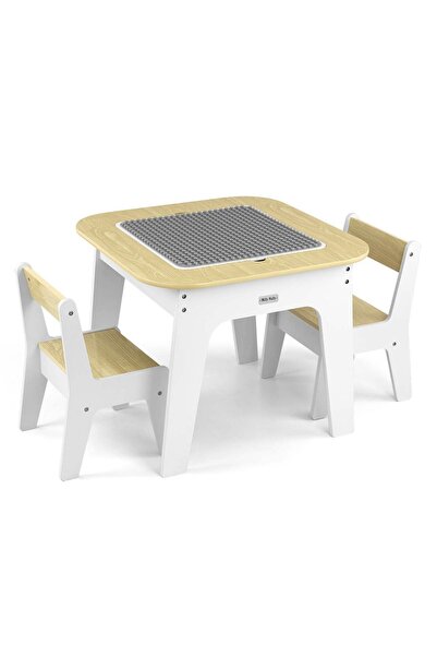 Milly Mally Set de mobilier Olaf Blocks: Masă și două scaune – Alb
