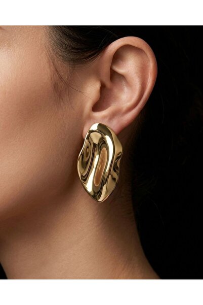POYASE Organic Form Gold Earrings Modern Design Women's Earrings