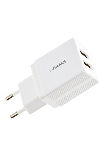 Usams φορτιστής τοίχου T24 US-CC090, 2x USB, 2.1A, λευκός