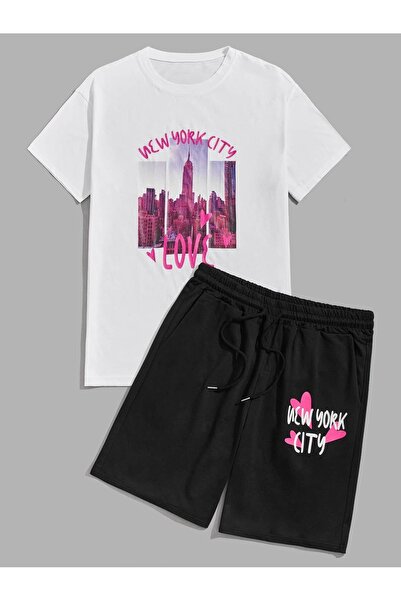ZEMLİYA Sara Unisex Oversize Shorts Set Short Sleeve T-Shirt Comfortable Fit ...