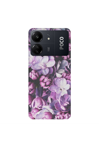 Other Xiaomi Poco C65 Purple Flowers Transparent Silicone TPU Θήκη