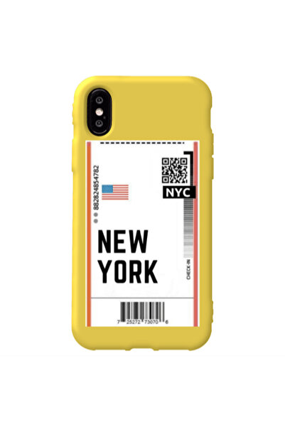 Other Apple iPhone X New York NYC Yellow Colored Silicone TPU Θήκη