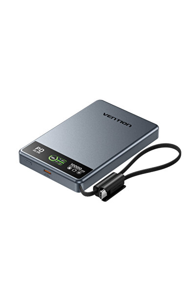 Vention Ultra Slim Serisi 10000mAh Manyetik Kablosuz Powerbank 15W TFT Ekranl...
