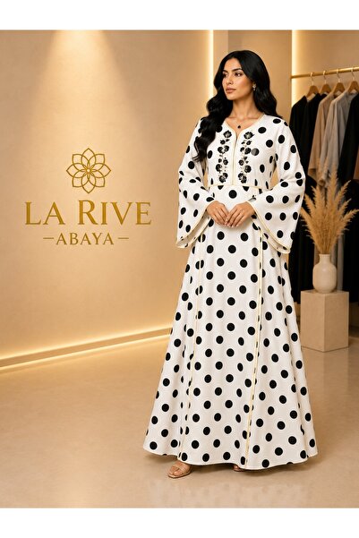 La Rive بيضاء منقطة بالأسود بتطريز أنيق –