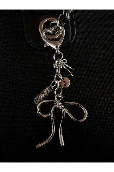 bijoux uniques Breloc cu literă tip panglică și charm pentru geantă