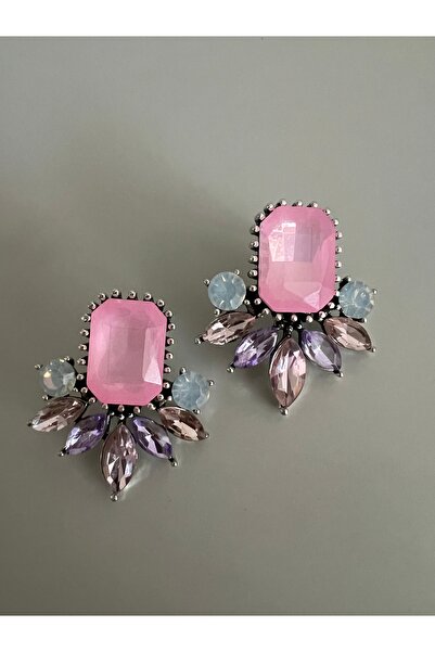 tones official Minimal Pink-Colored Stone Modern Earrings