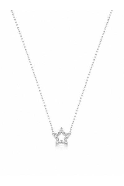 Delagos Colier din argint 925 cu piatră de zirconiu, placat cu rodiu