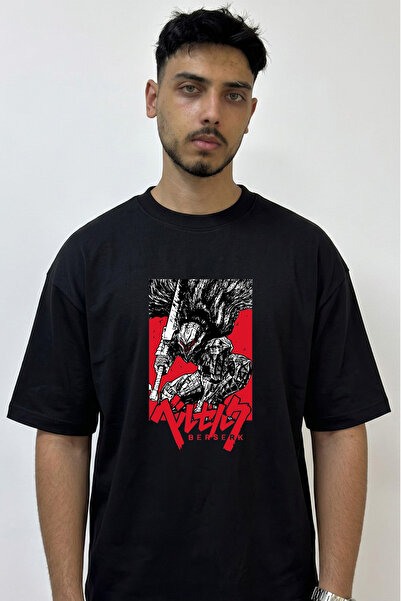 Anetos Guts Berserk_19 Design Printed Oversize Black T-Shirt