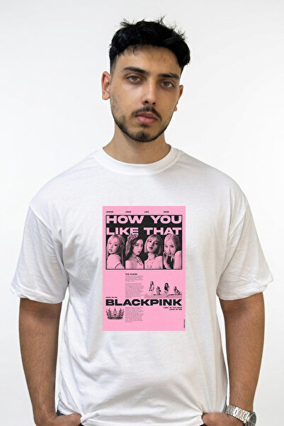 Anetos Blackpink_3 Design Printed Oversize White T-Shirt
