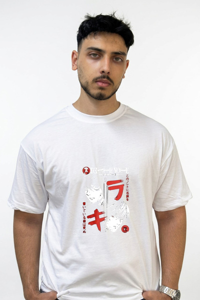 Anetos Death Note_3 Design Printed Oversize White T-Shirt