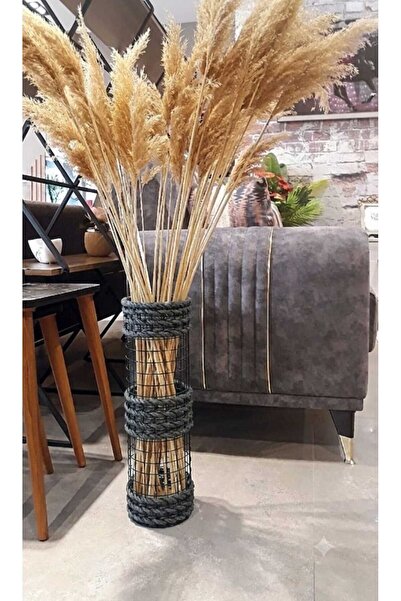 Egindra Metal Wire Mesh Decorative Vase Dry Flower Vase Anthracite Gray-Smoked