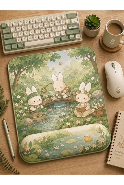 matizya Sevimli Tavşanlar Desenli Bilek Destekli Mousepad 19x23 cm Ergonomik ...
