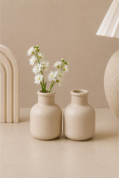 AlohamoraShop 2'li Modern Dekorasyon İçin Şık Beton Çiçek Vazo - Minimal ve Z...