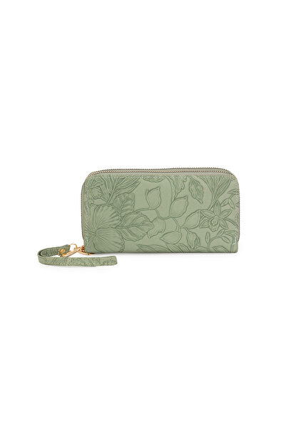 Globus By Styli Green Floral Printed Wallet with Zip Coin Pocket