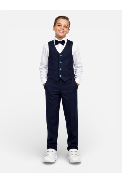 Victor and Jane By Styli Boys 3-Piece Waistcoat, Shirt, Trousers and Bow Tie Set