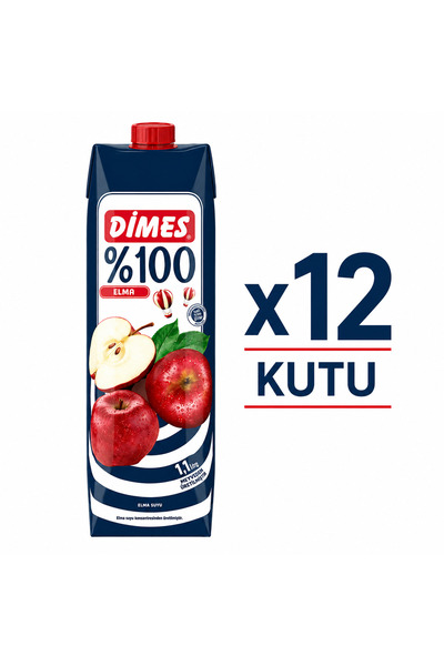 Dimes %100 Elma Suyu 1 Litre x12 Adet
