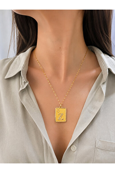 Zeynepli gold & jewelry 14 AYAR ALTIN Z HARFLİ KARE KALPLİ KOLYE