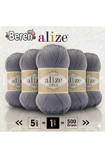 Alize Diva - 348 Iron Gray - Pakovanje od 5 komada - 100gr/350m - Prva proleć...