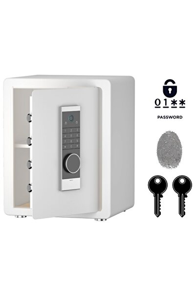 OEM Seif Blindat Biometric de Acasă cu 45x38x32 cm Alb