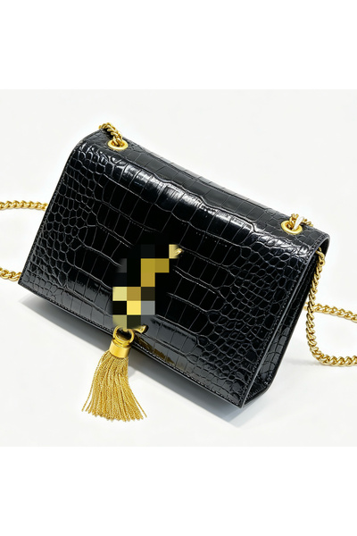 Bleco Crocodile Pattern Tassel Chain Square Shoulder Bag