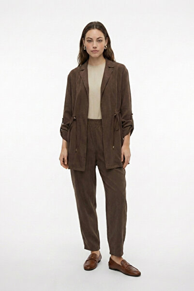 Zühre Belted Shawl Collar Brown Suit 1817