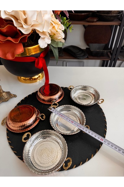 BARITCIOGLU Copper Breakfast Serving Tray, 5-Piece Large Size