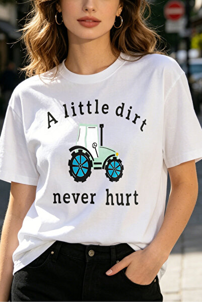 Fleck تي شيرت نسائي برسومات جرافة التراكتور، تصميم "A Little Dirt Never Hurt"...