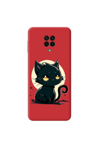 Other Xiaomi Redmi Note 9 Pro Black Cat Red Colored Silicone TPU Θήκη