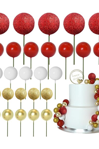 OEM Bile Decorative Topper pentru Torturi, Prăjituri și Brioșe, Roșii, 50 buc