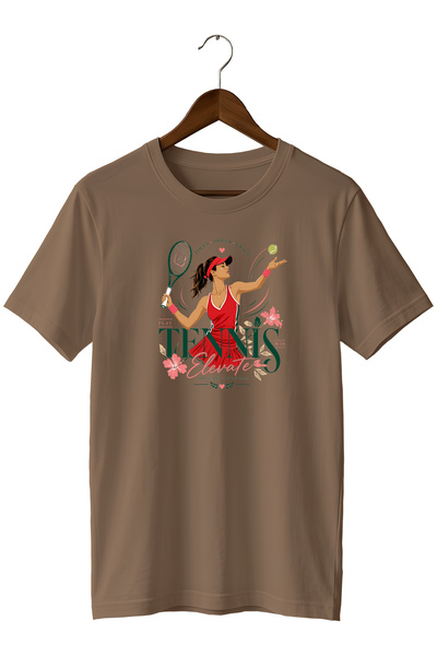 WİDİ Tennis Racket Printed T-Shirt Floral Sports T-Shirt