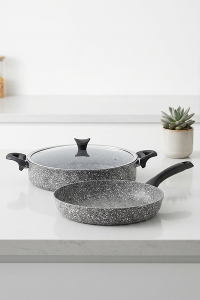 Taç Set de vase de gătit Ultra Granit din 3 piese (oală plată de 26 cm - tiga...