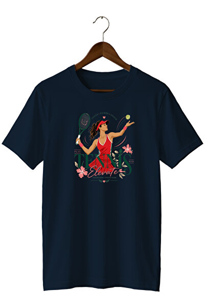 remonz Tennis Racket Printed T-Shirt Floral Sports T-Shirt