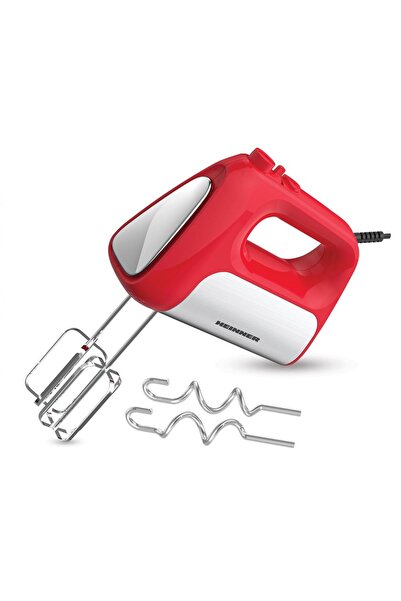 Heinner HM-DC500RD 500W Ръчен миксер, 6 скорости, Турбо, Червен, с бъркалки и...
