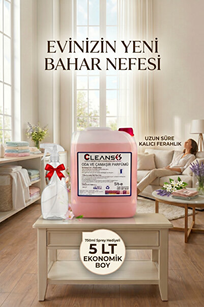 Oda Ve Çamaşır Parfümü 5 LT Ekonomik Boy Kalıcı Bahar Nefesi + 750 ml Boş Sprey Hediyeli