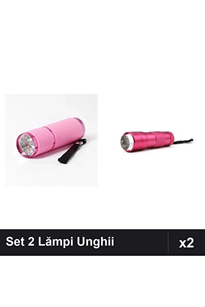 NAİLS Set 2 Lămpi Unghii LED/UV Mini Lanternă 9W și 12W cu Pernă Silicon, Roz