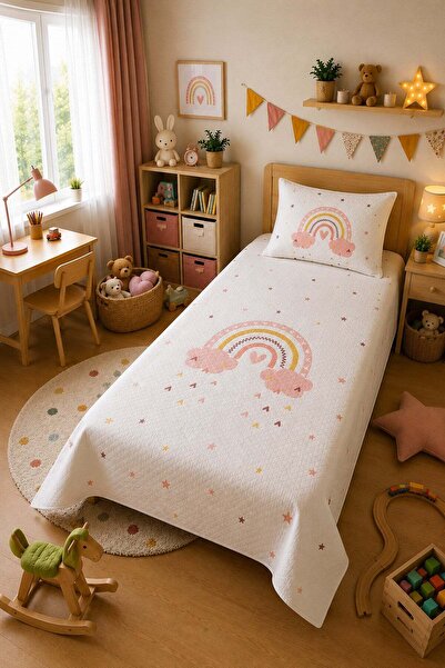 Evdek Bebek ve Çocuk Odası Rainbow Dream – Gökkuşağı Tek Kişilik Pike Takımı ...