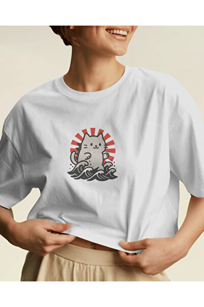 buzagi tasarım ürünleri Kanagawe Unisex White Regular T-Shirt