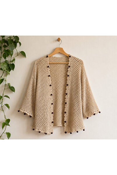 casa nexa El Örgüsü Altıgen Motifli Bohem Hırka – Vintage Granny Square Kadın...