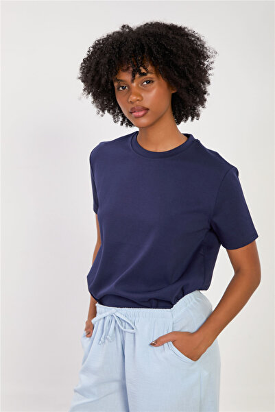 BARRELS AND OIL Women's crew neck oversized t-shirt - navy blue