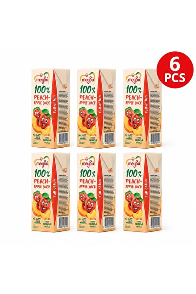 Meysu Suc 100% Piersica si Mar Set 6 Buc 200 Ml
