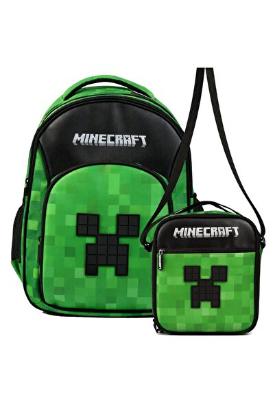 MINECRAFT مجموعة حقيبة مدرسية وحقيبة غداء للأولاد (مطبوع عليها ماينكرافت) أسو...
