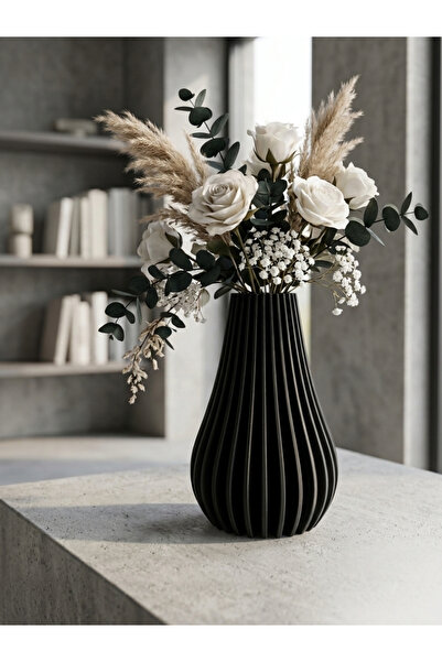 craftopya Striata Decorative Vase Modern Artificial Flower and Pampas Vase Ae...