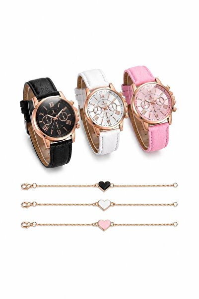 Nevara Luxury Women's Watch Set Classic Fashion Design with Heart Bracelets -...