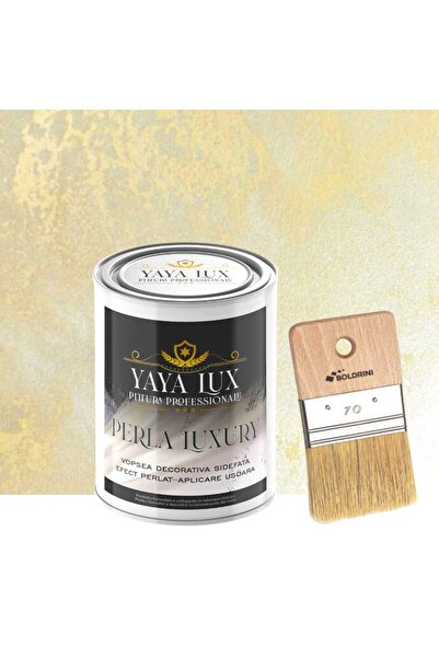 YaYa Color Vopsea Decorativă Perla Luxury Crem 1 L cu fulgi perlați – Pensulă...