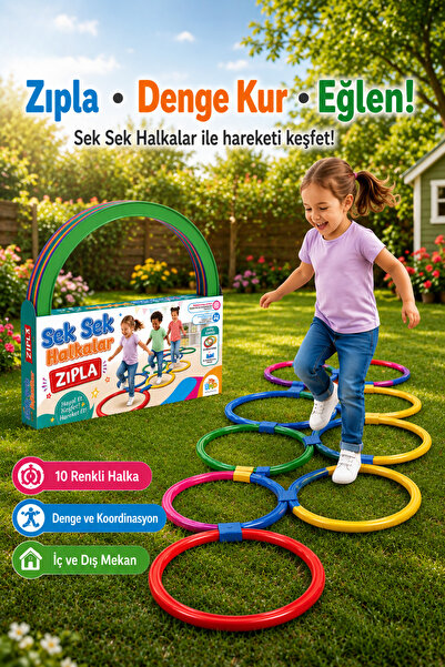 bmd Sek Sek Halka Oyunu | 10 Renkli Halka Birleştirmeli Parkur Oyuncağı | Den...