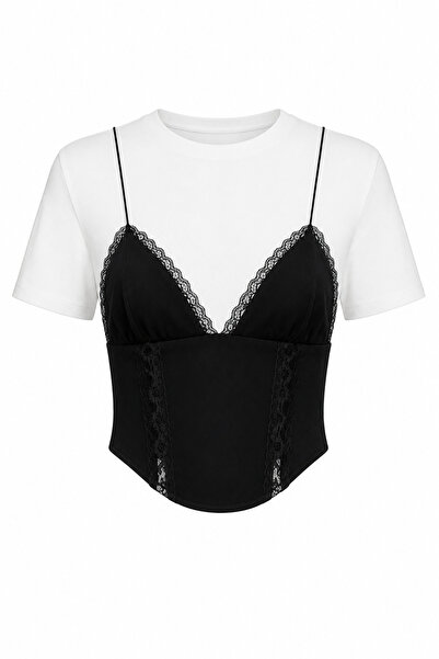 HAZELANNA Dantelli Korse Tshirt