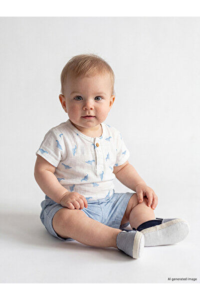 LC Waikiki Two Mt Shop Quality Lcw Baby Ecru Printed Baby Boy Bodysuit and Sh...