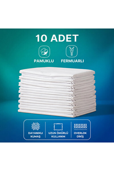 VELANORA HOME 10 Pieces of Cotton Zippered Pillow Inner Cover, White Color In...