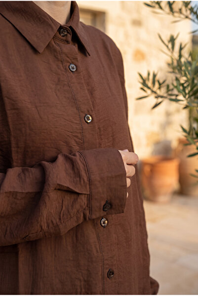 Kirazca Butik Women's Loose Cut Hijab Shirt Tunic with Three Buttons on the Back